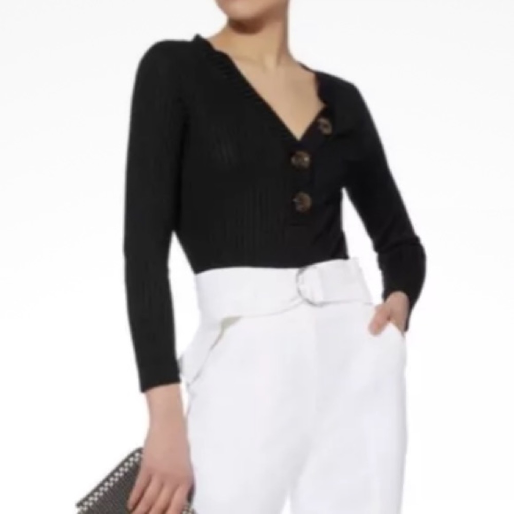 Frame Ribbed Button Up Bodysuit XS - Picture 2 of 7